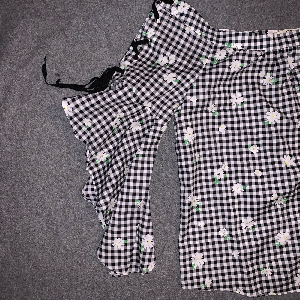 Takara Small Black and White Gingham Off Shoulder